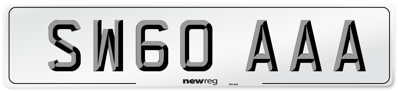 SW60 AAA Number Plate from New Reg